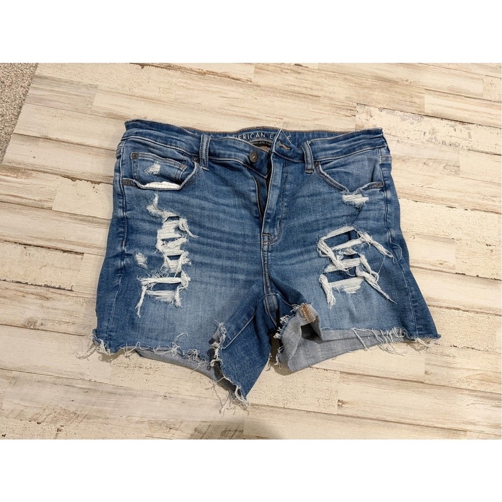 American Eagle Women's Size 12 Hi-Rise RX Distressed Denim Shorts